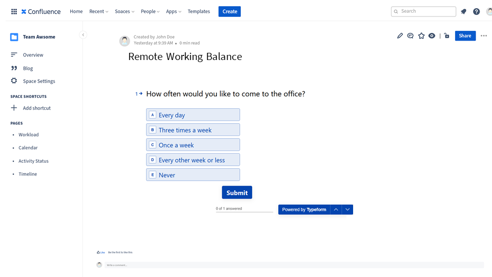 Gather feedback from Confluence