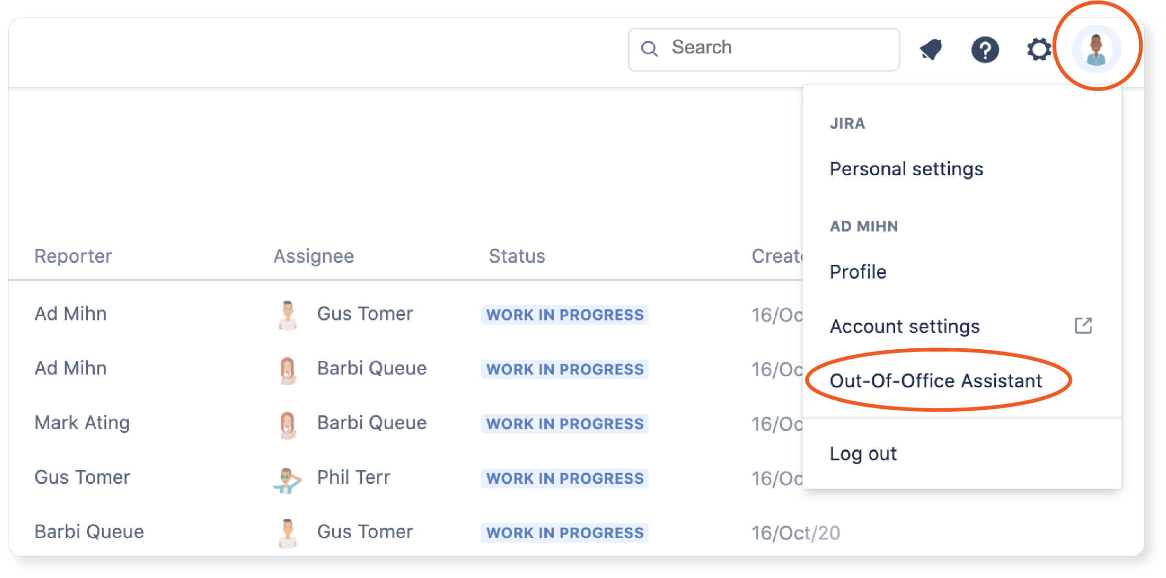 Opening Out of Office Assistant
