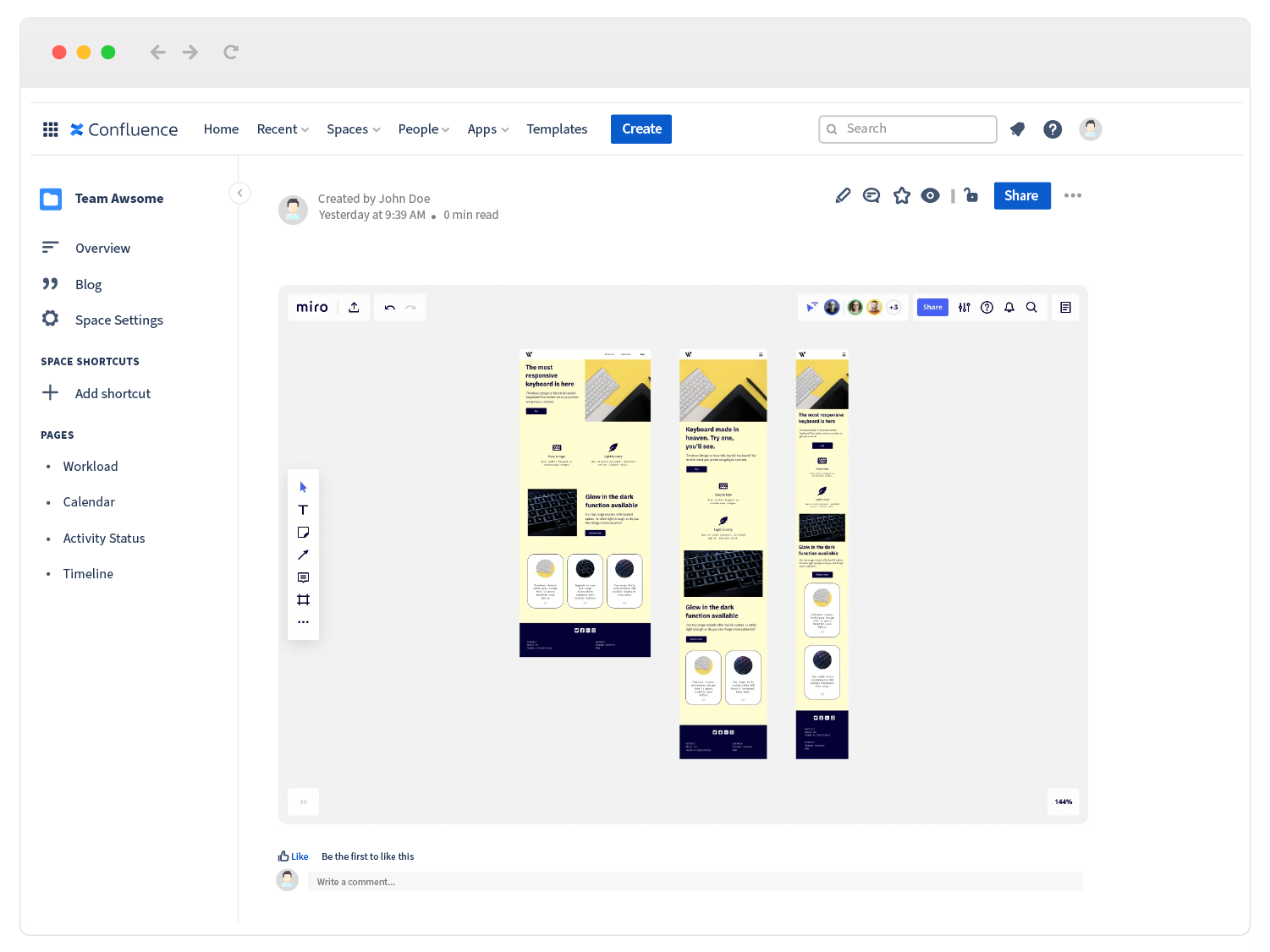 wireframing template with Miro