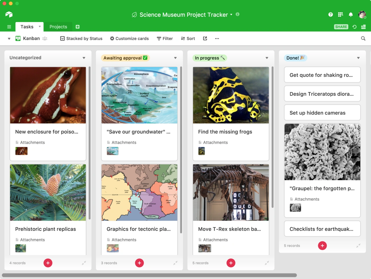 a screenshot of a computer -- airtable-kanban-view