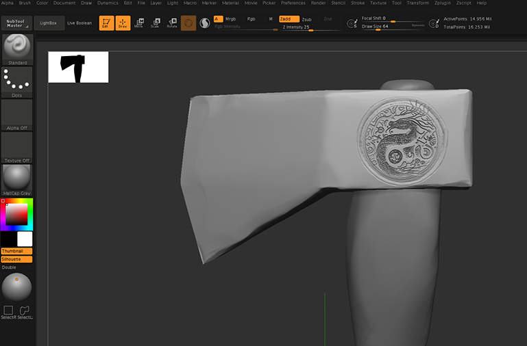 The stamp at the head of the axe was designed with Midjourney