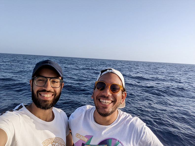 Amr and Zizo on the boat. Kudos to Egypt for raising these two rockstars!