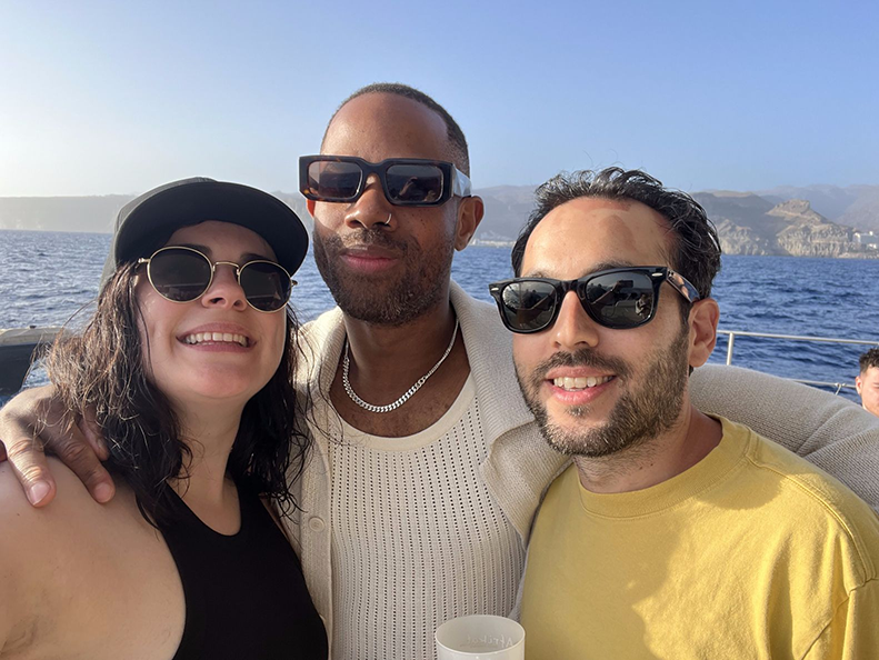 Fredi and Andrés enjoy the company of Isaiah, who used to be the solo marketer at resolution