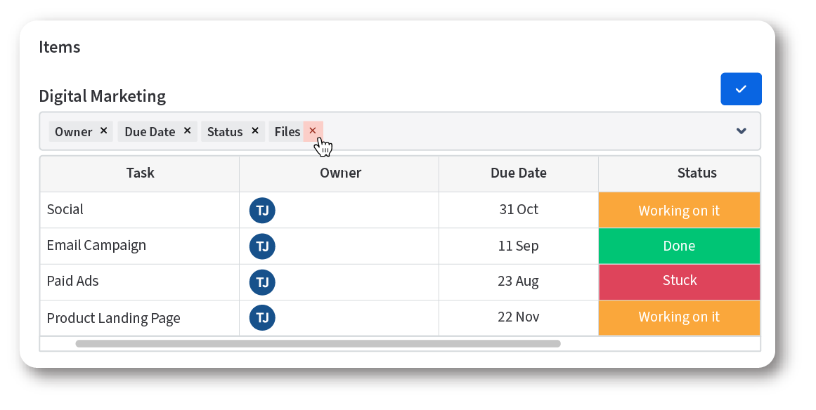 Decide how you consume monday.com data in Jira by customizing the column views.