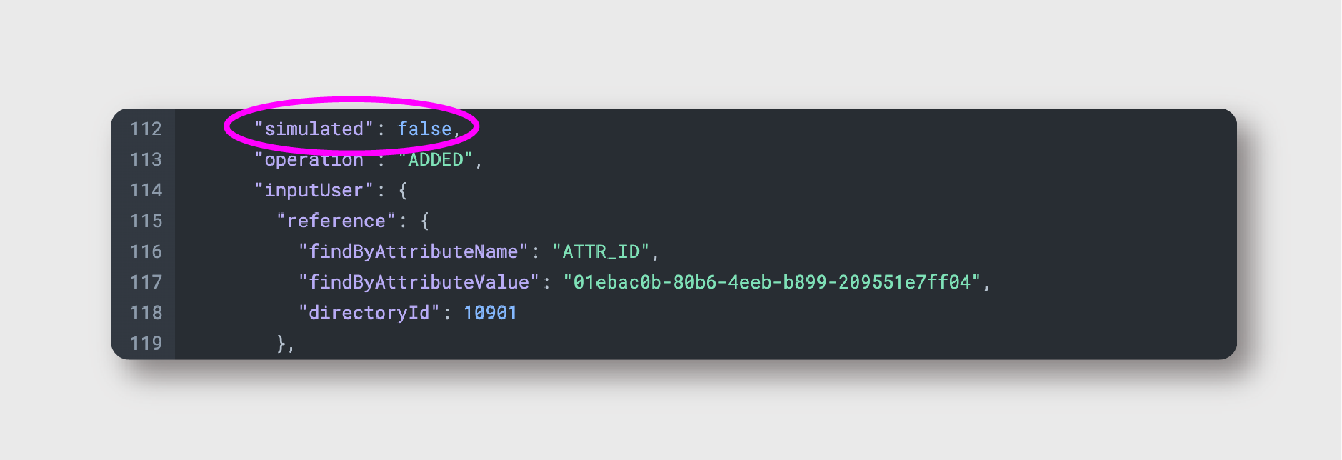 Classic JSON file with the results of a user sync