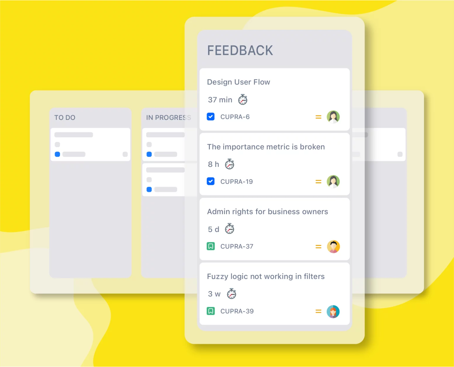 Time in status for issues in the review/feedback stage