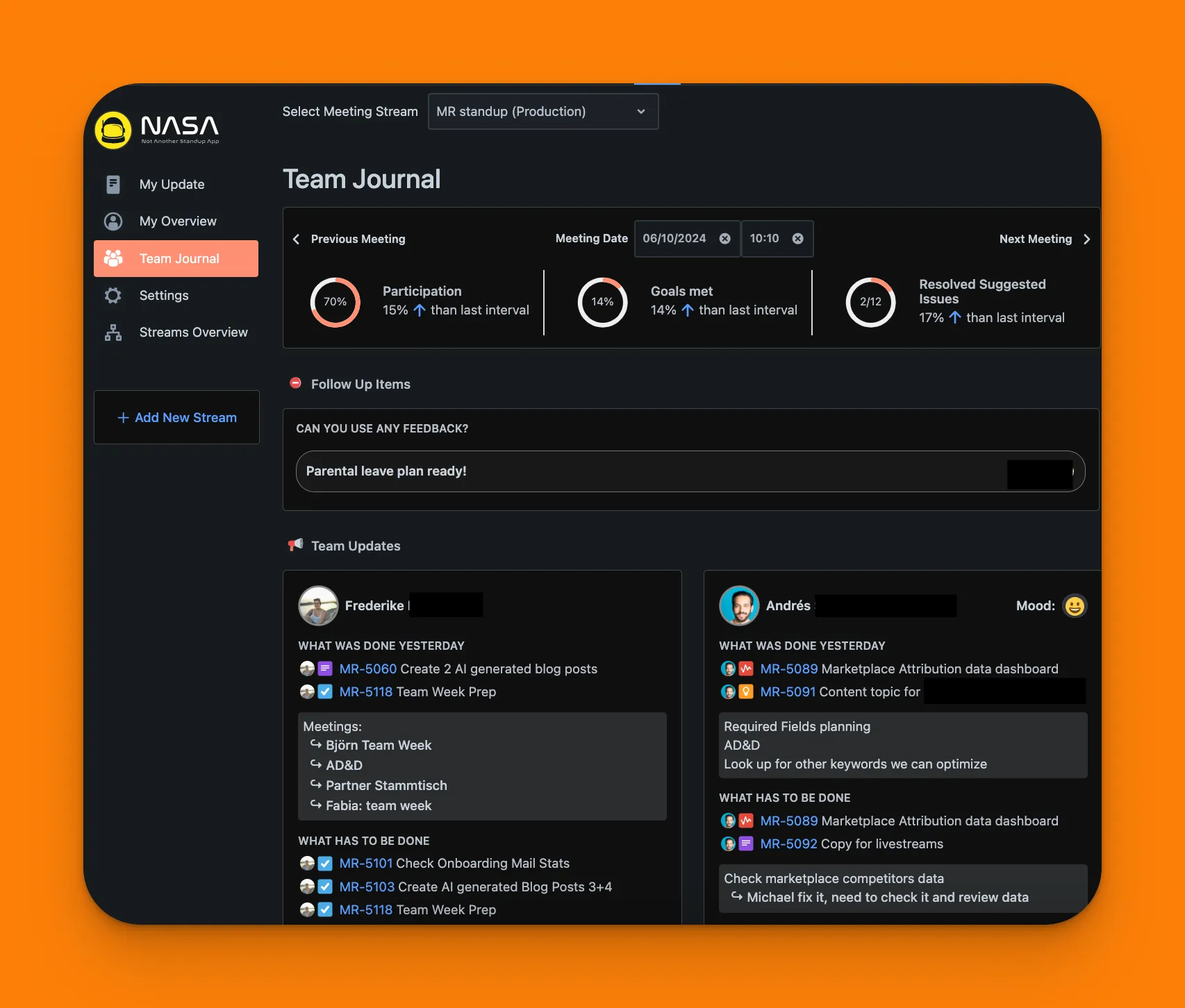 team journal