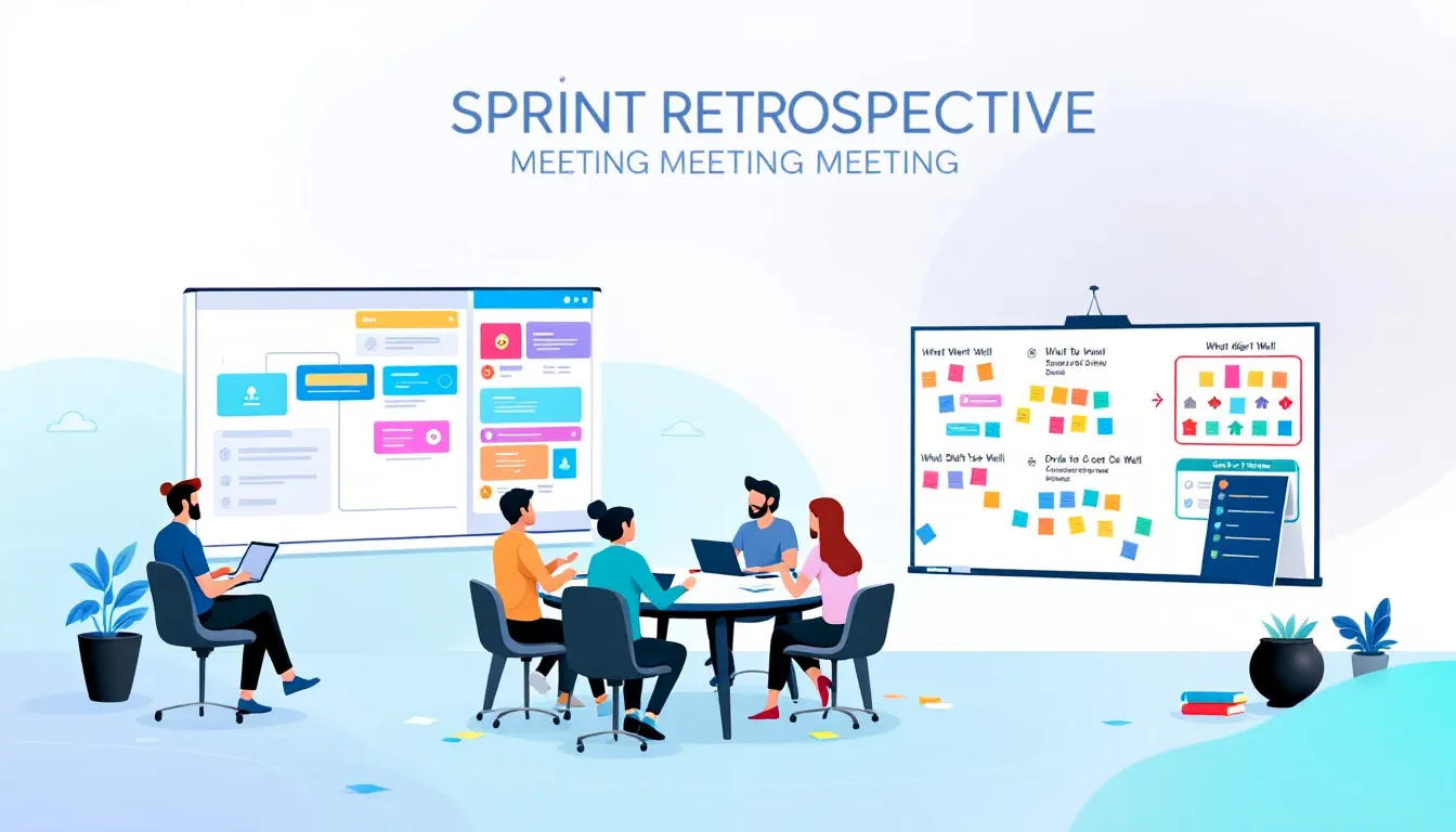 A visual representation of roles in a sprint retrospective meeting.
